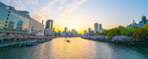 大阪の夕景（天満橋から眺める大川）